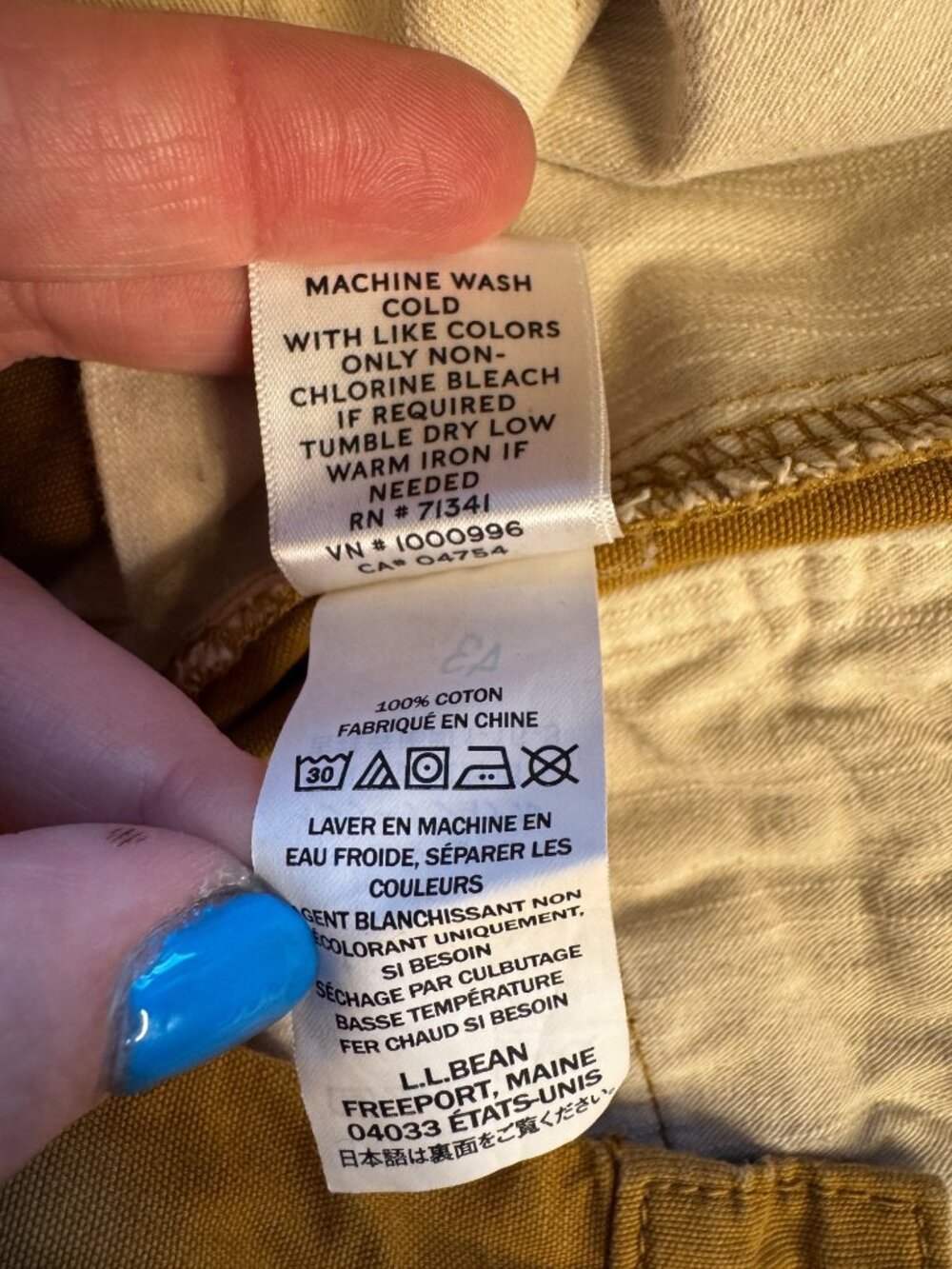 L.L. Bean Signature Slim Straight Fit Khaki Mustard Cotton Pants 32x32 - Picture 5 of 6